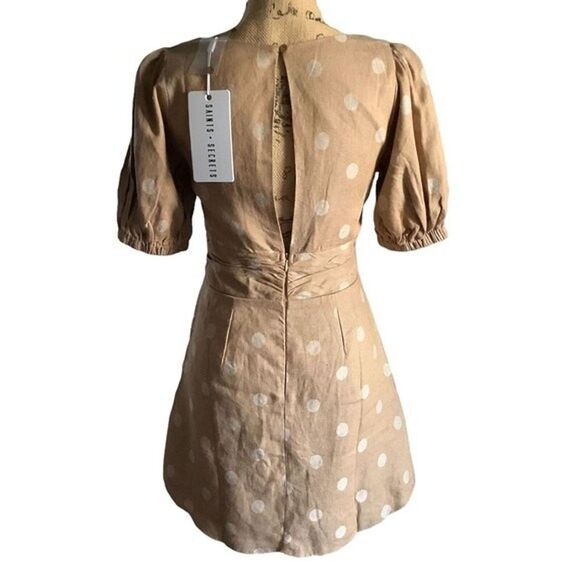 SAINTS + SECRETS Puff Sleeves Flattering Polkadot Mini Dress - Picture 4 of 11